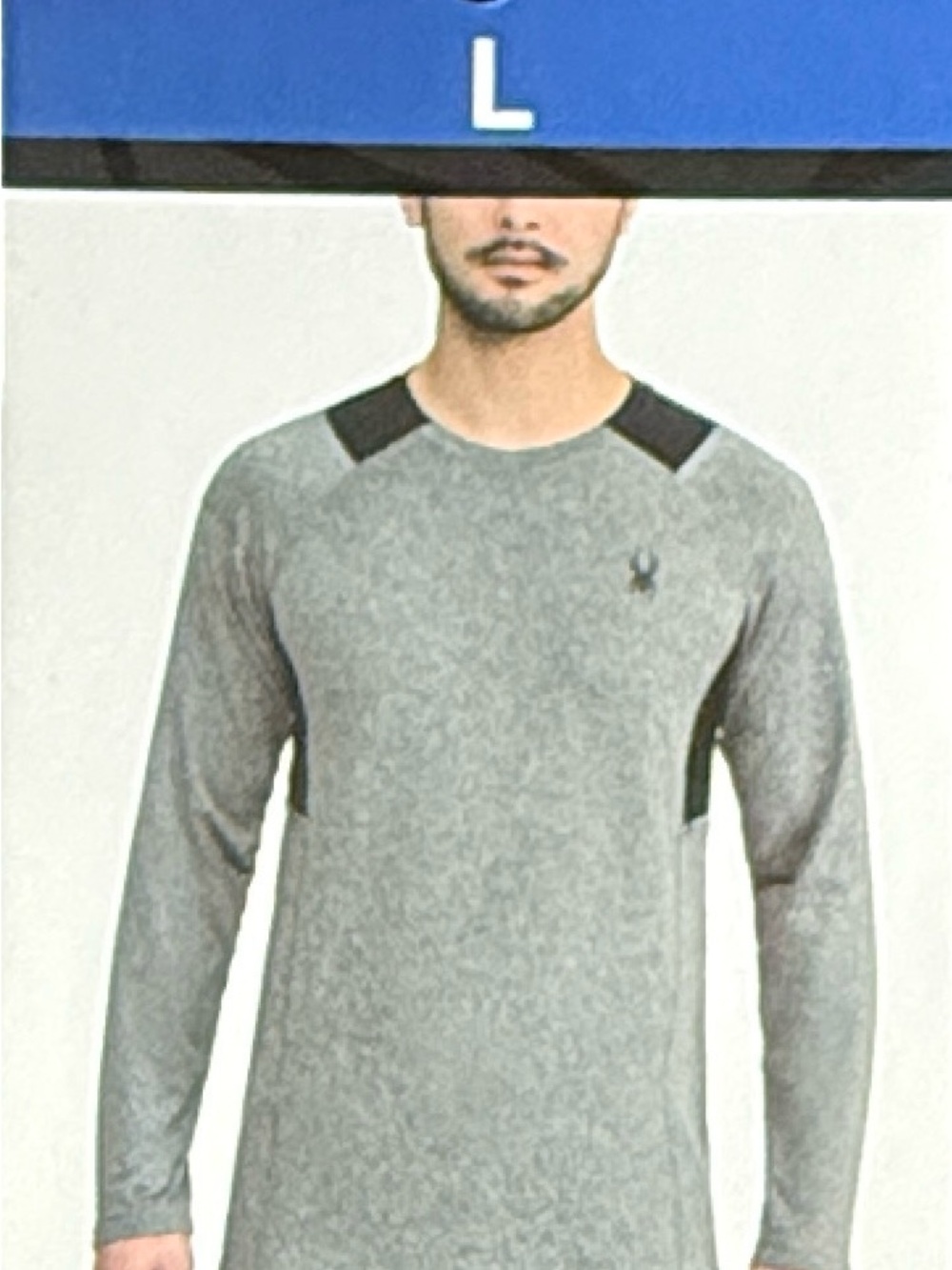 Spyder Men's Long Sleeve Athletic Top, Grey Heather color, Large